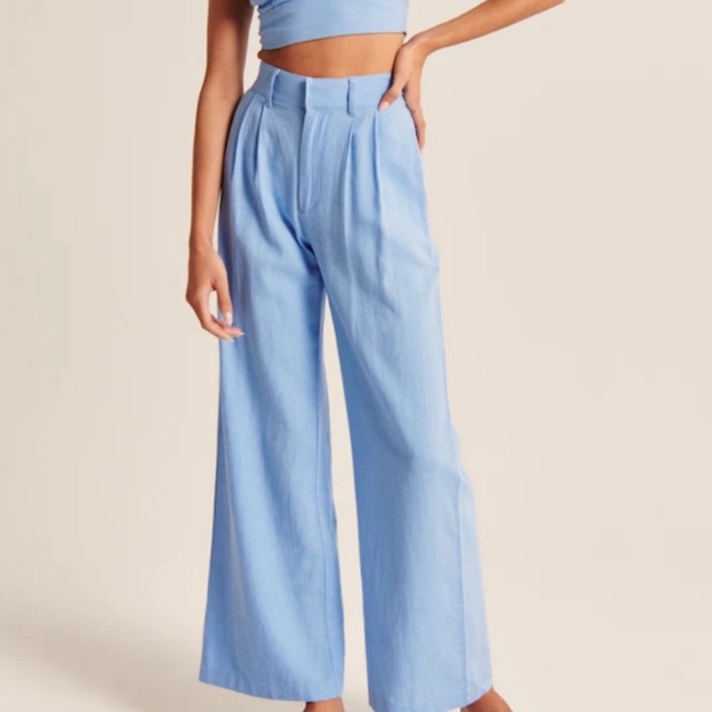 ABERCROMBIE BLUE LINEN PANTS